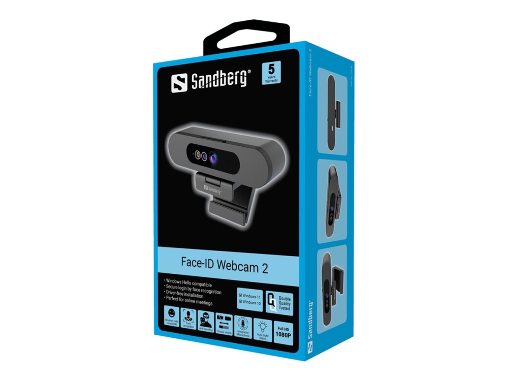 Sandberg Face Id 2   Webcam   Farve   2 Mp   1920 X 1080   1080p   Audio   Usb 2 0